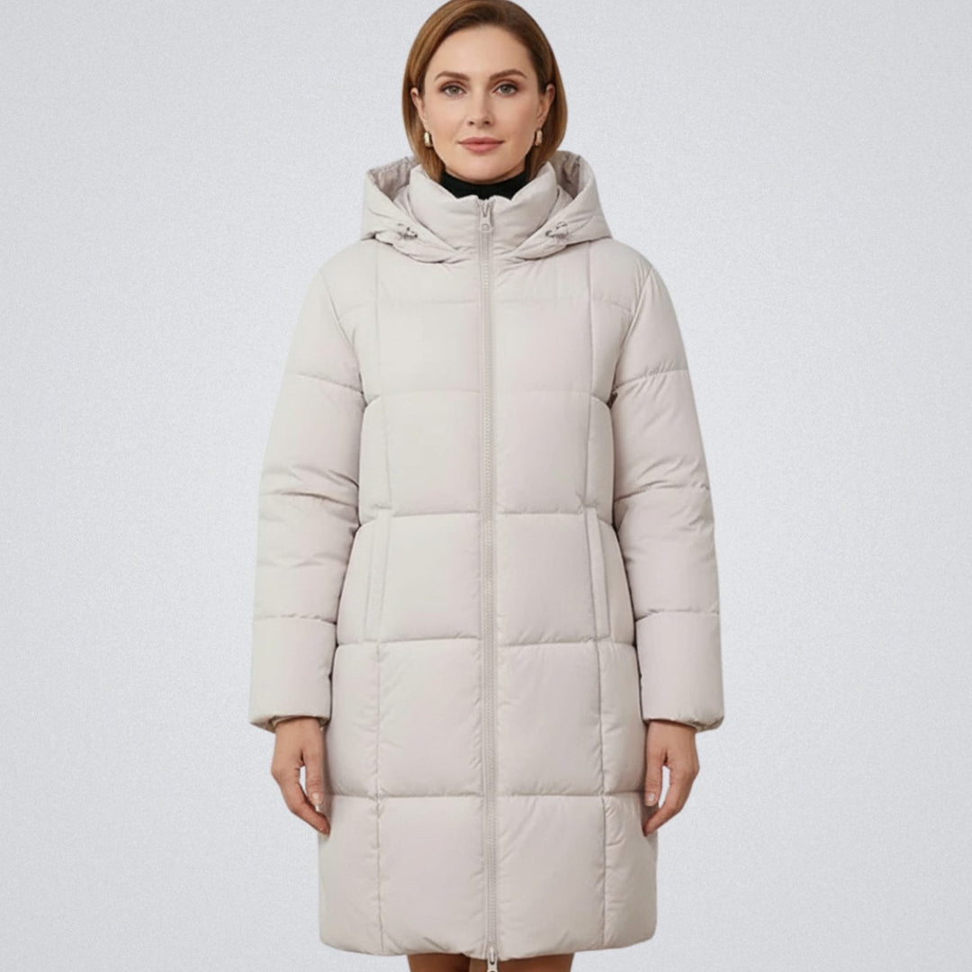 Women's Hooded Longline Insulated Puffer Jacket - White
