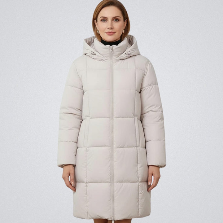 Women's Hooded Longline Insulated Puffer Jacket - White
