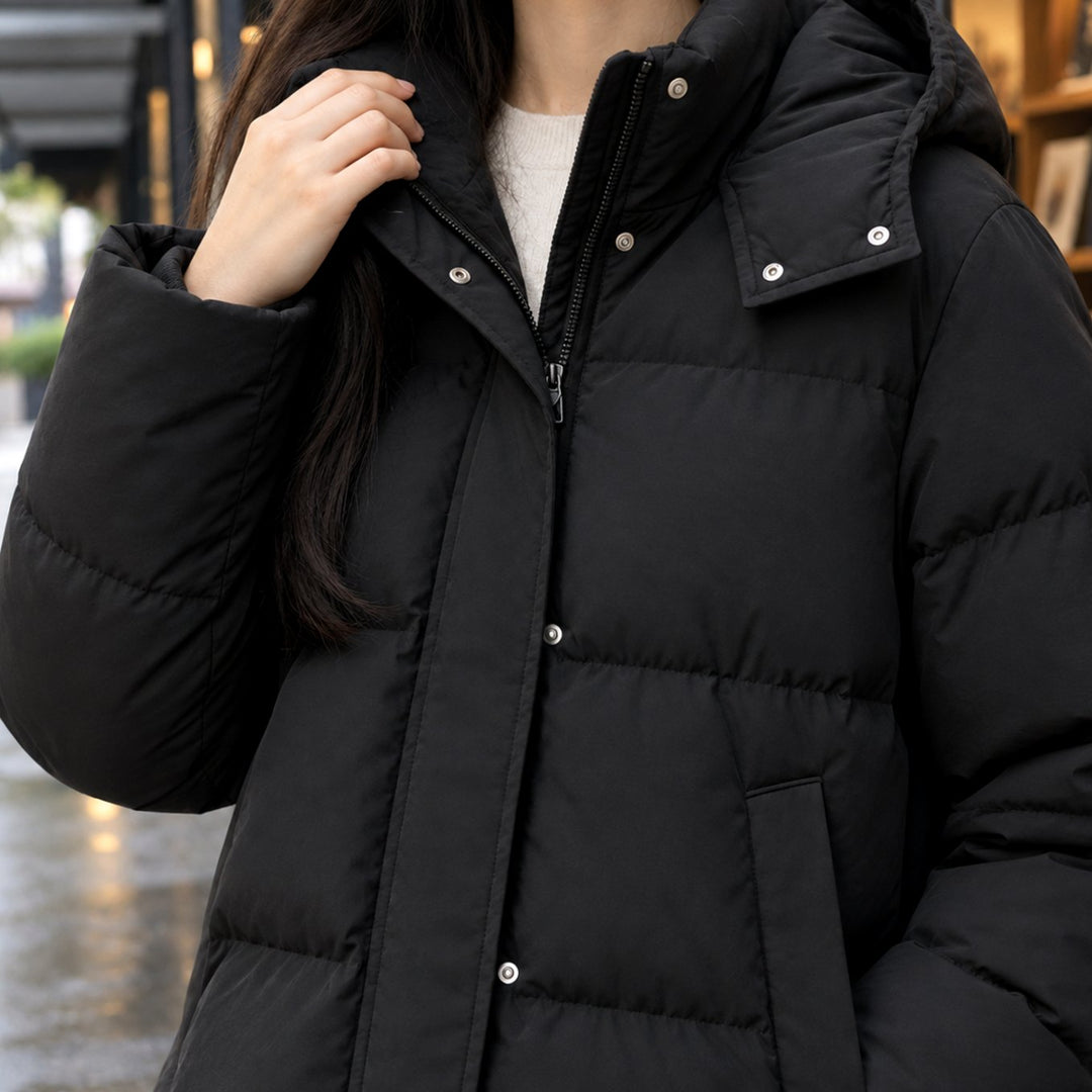 Women's Hooded Quilted Down Puffer Jacket Loose Fit
