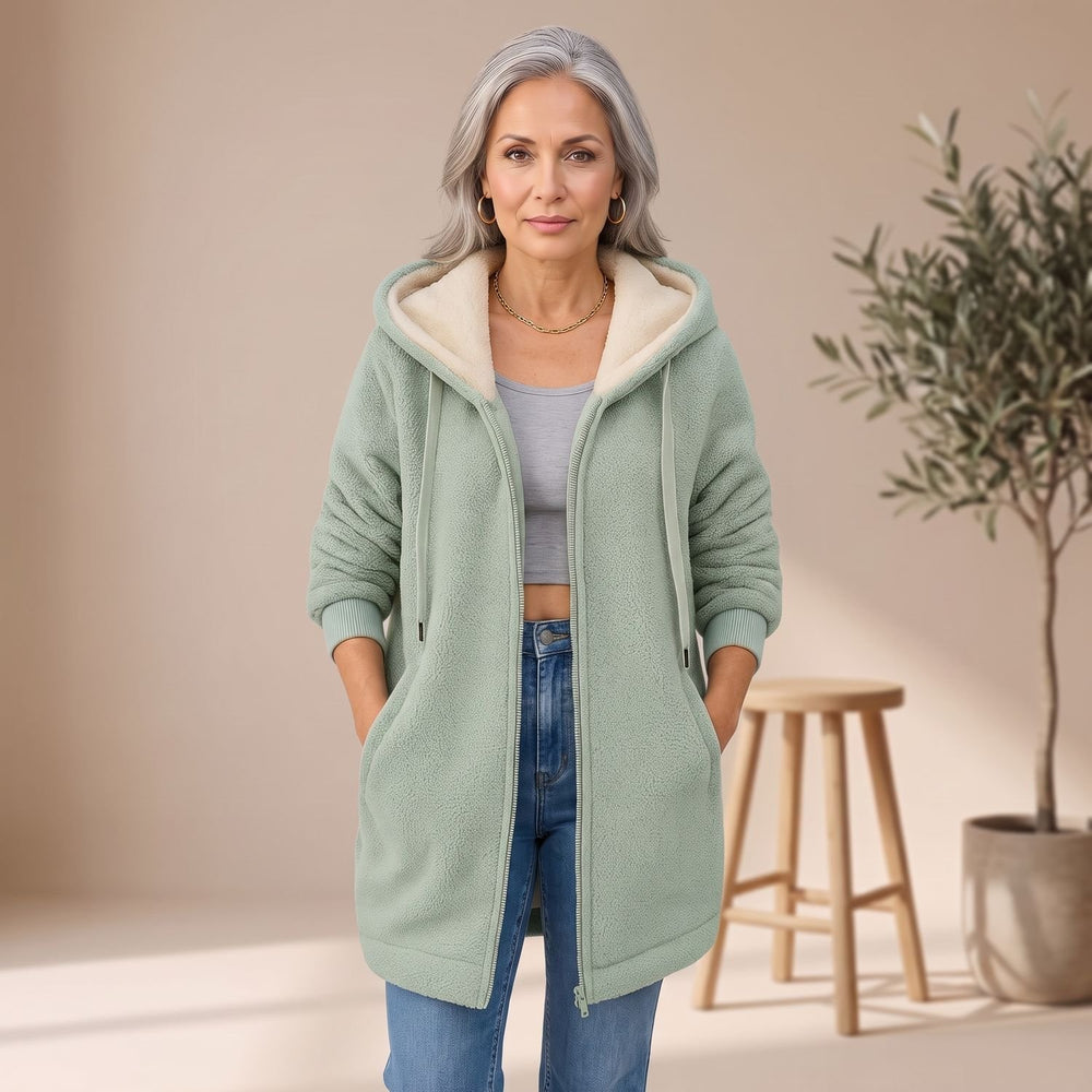 Women's Hooded Sherpa Zip-Up Winter Coat