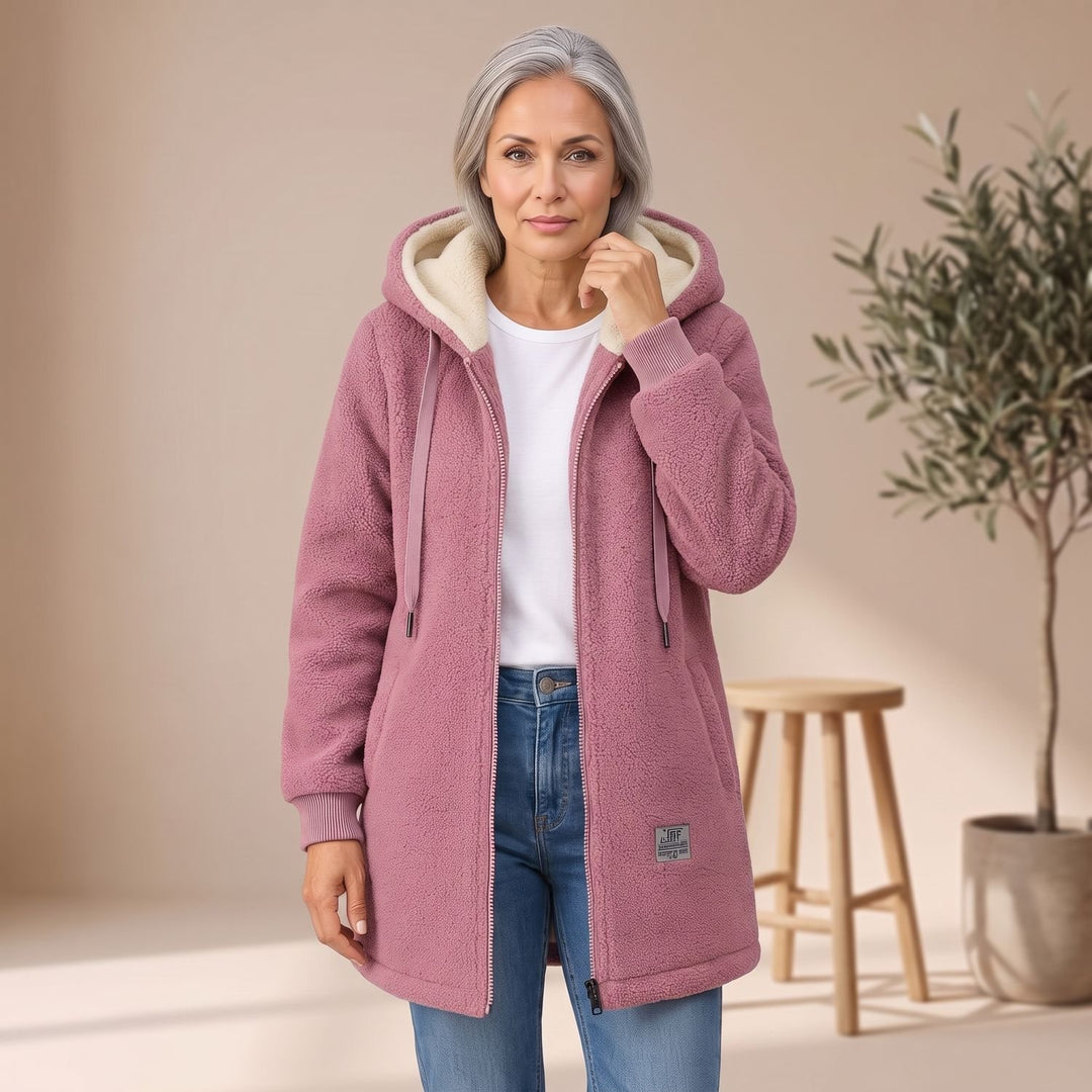 Women's Hooded Sherpa Zip-Up Winter Coat