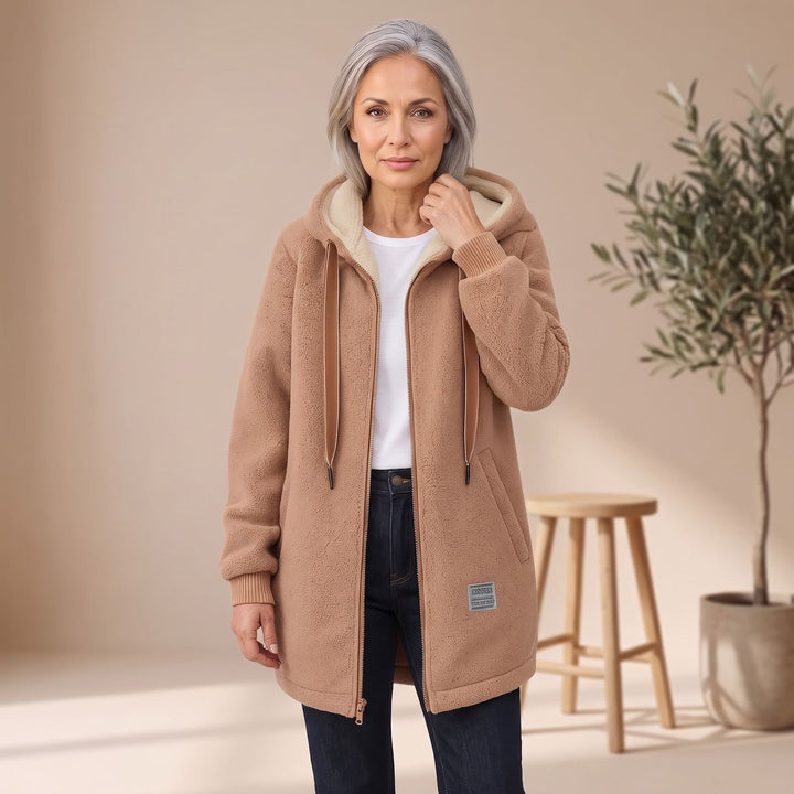 Women's Hooded Sherpa Zip-Up Winter Coat