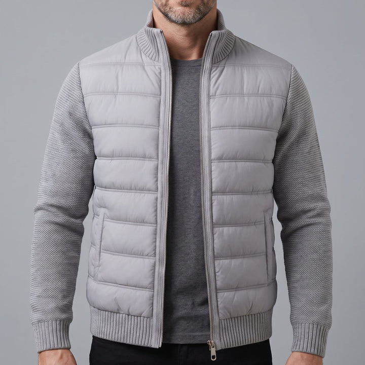 Women's Hybrid Quilted Jacket Fleece Sleeves Full-Zip Puffer