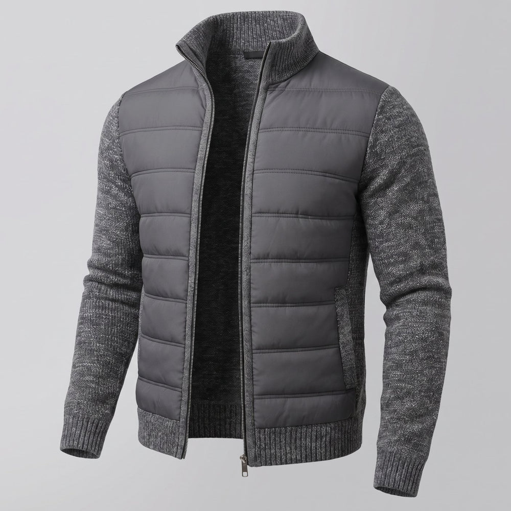 Women's Hybrid Quilted Jacket Fleece Sleeves Full-Zip Puffer