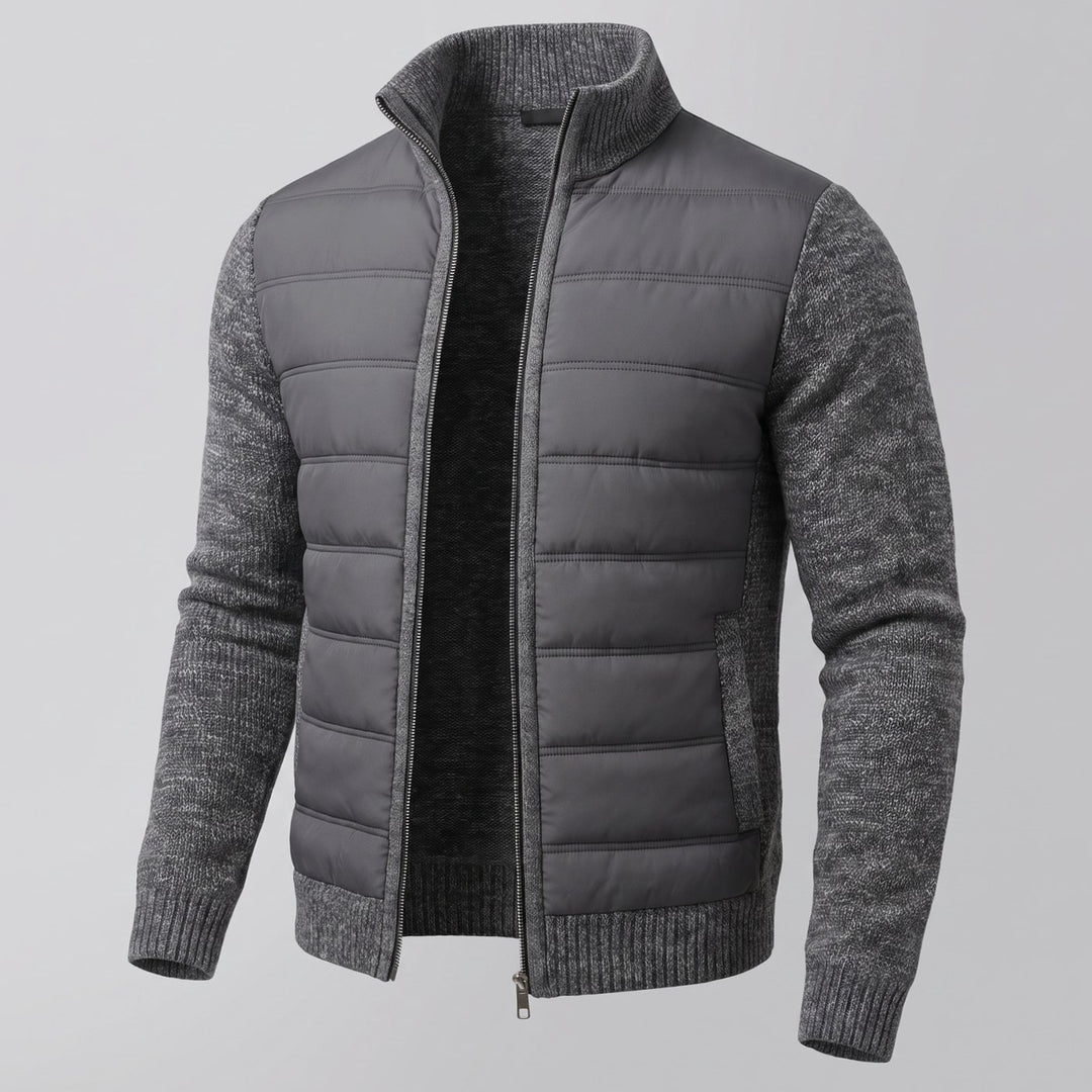 Women's Hybrid Quilted Jacket Fleece Sleeves Full-Zip Puffer