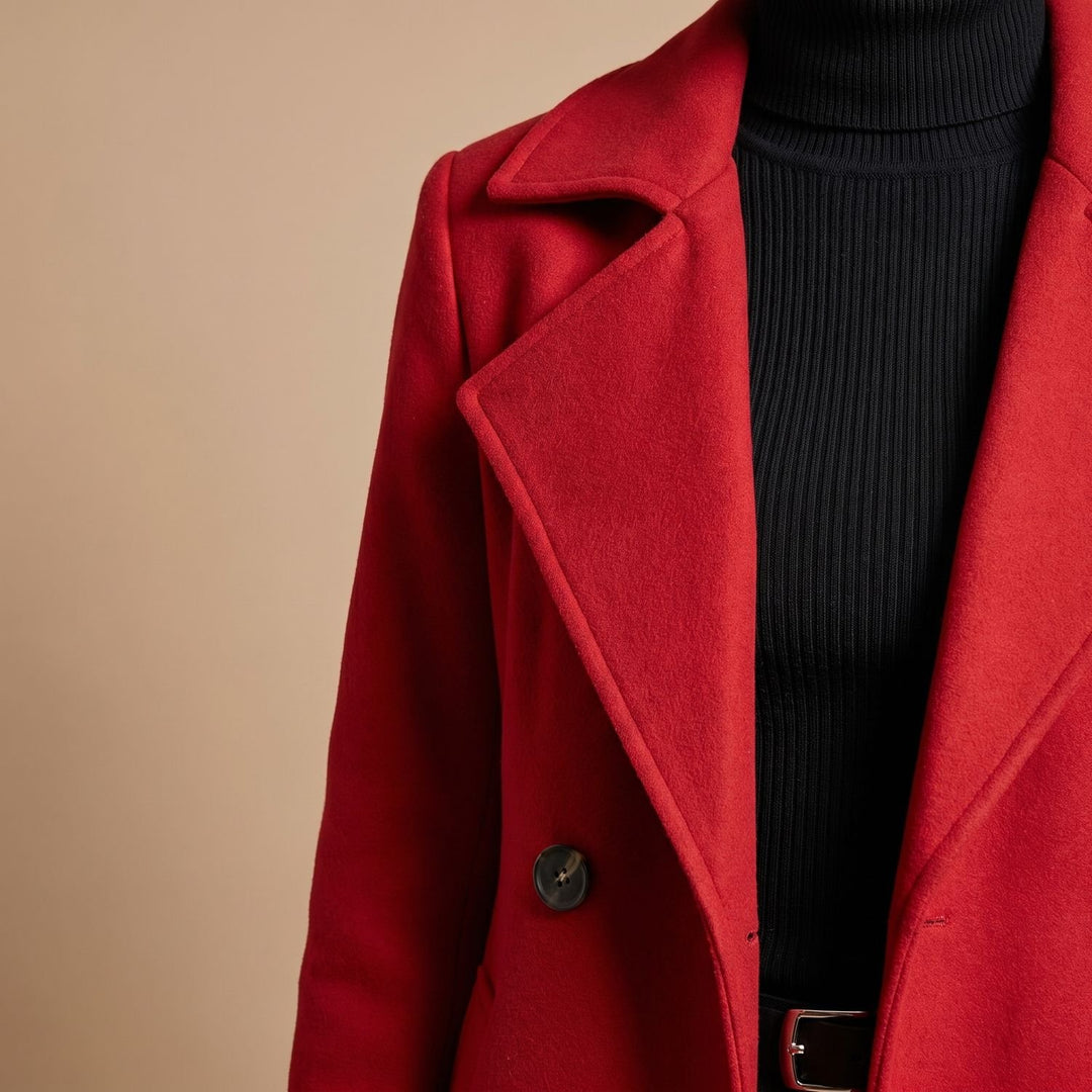 Women's Long Double-Breasted Wool Coat Camel Overcoat