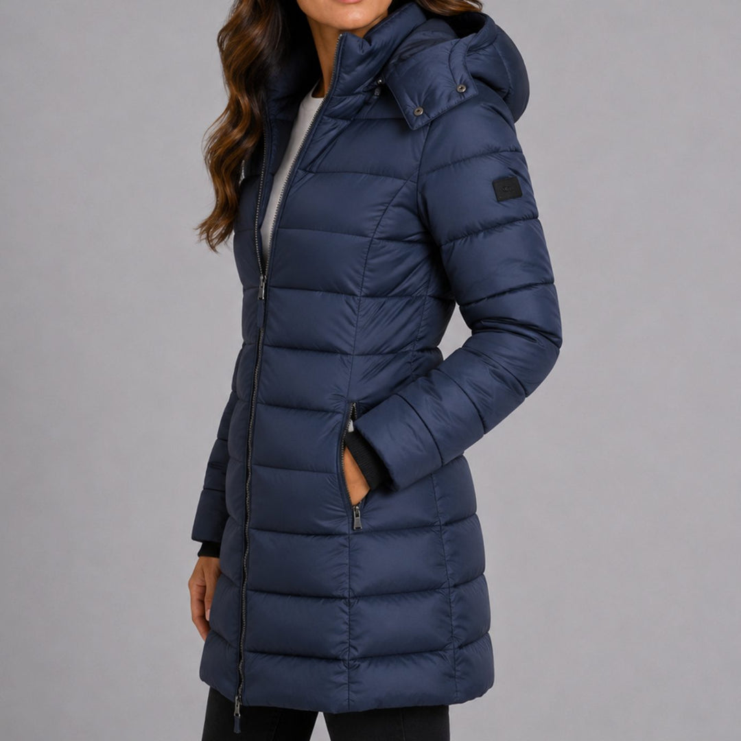 Women's Long Hooded Puffer Jacket Insulated Longline Winter Coat