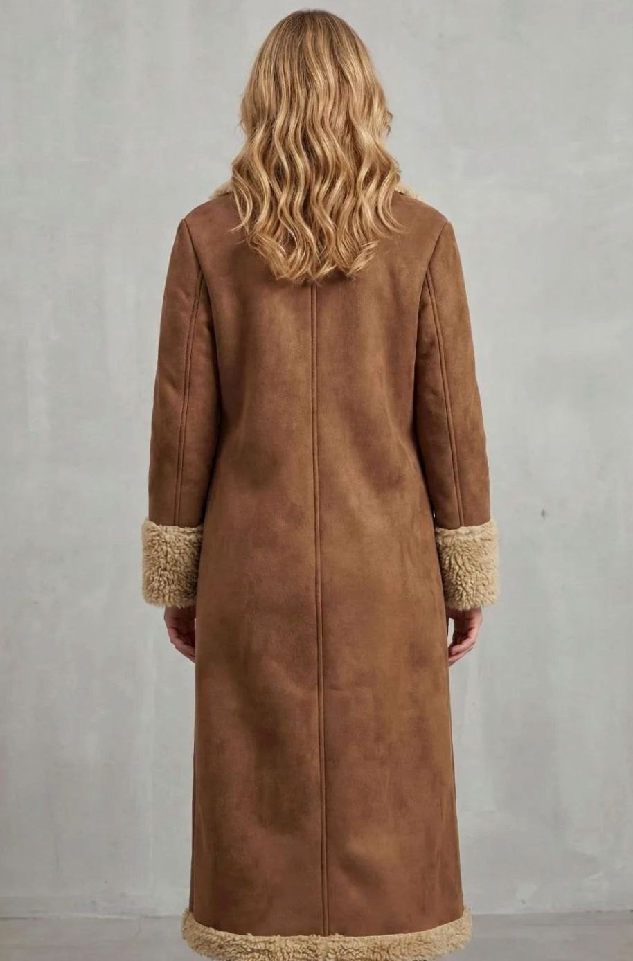 Women's Long Shearling-Lined Button-Front Winter Coat