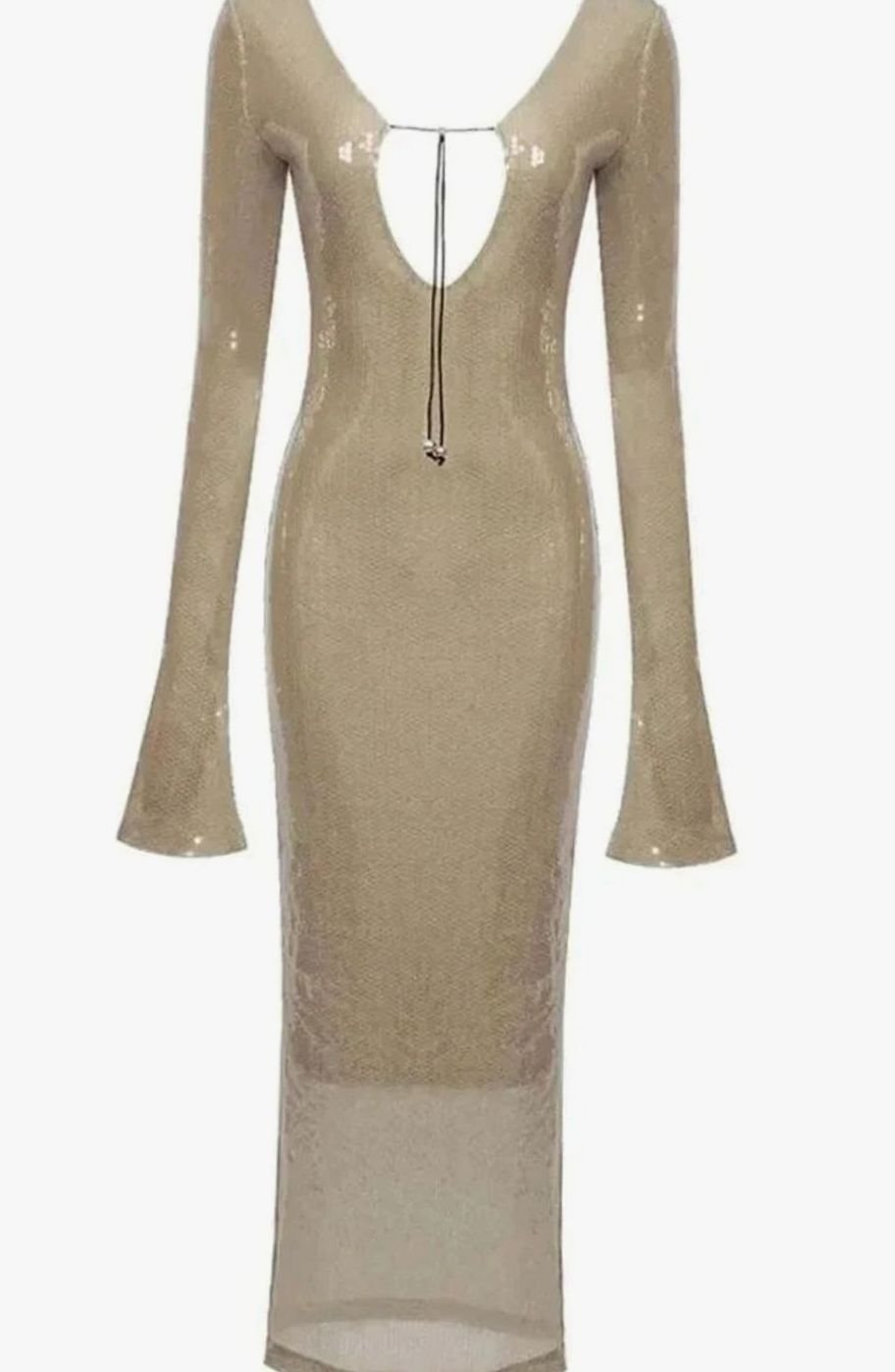 Women's Long-Sleeve V-Neck Sequin Maxi Dress