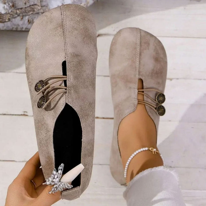 Women's Mary Jane Shoes Lightweight Flexible Walking Flat - Light Brown