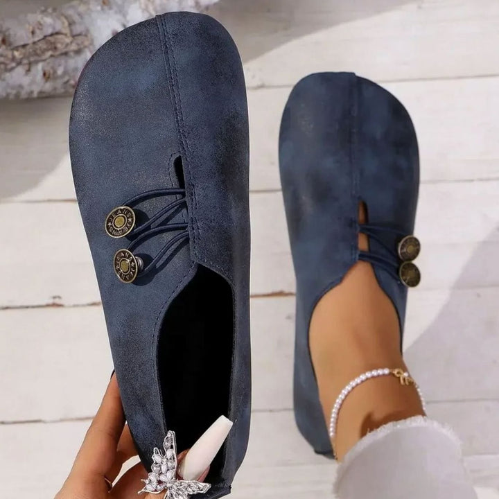 Women's Mary Jane Shoes Lightweight Flexible Walking Flat - Navy Blue