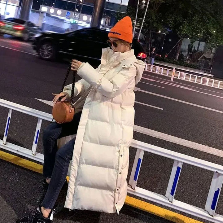 Women's Maxi Long Puffer Coat Removable Hooded Winter Jacket - White