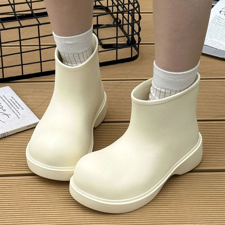 Women's Minimalist EVA Waterproof Ankle Rain Boots - Off-White