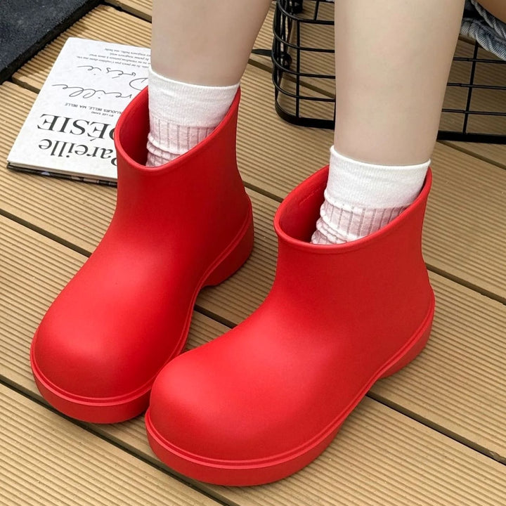 Women's Minimalist EVA Waterproof Ankle Rain Boots - Red