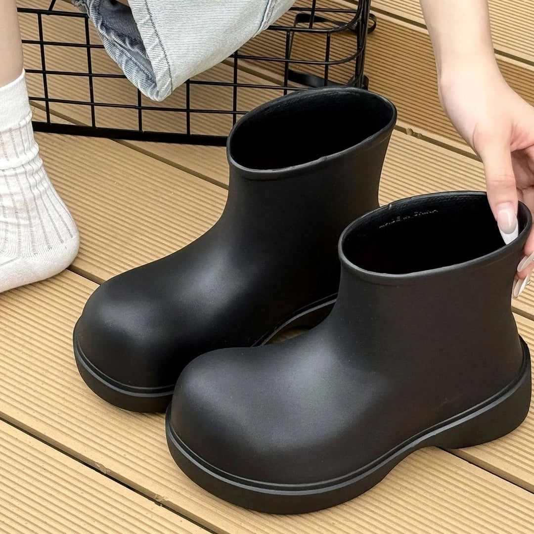 Women's Minimalist EVA Waterproof Ankle Rain Boots - Black