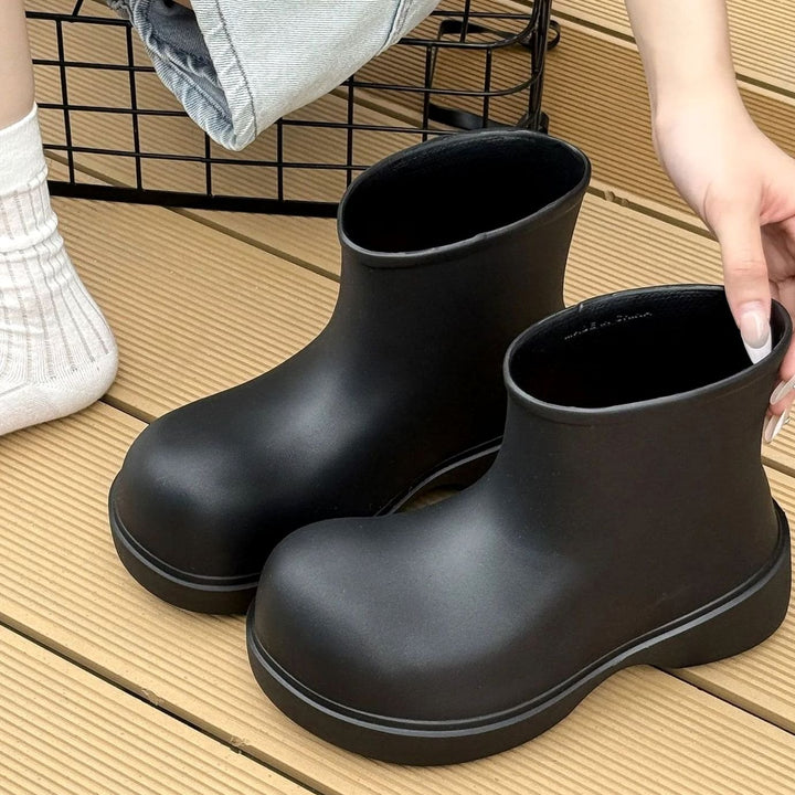 Women's Minimalist EVA Waterproof Ankle Rain Boots - Black