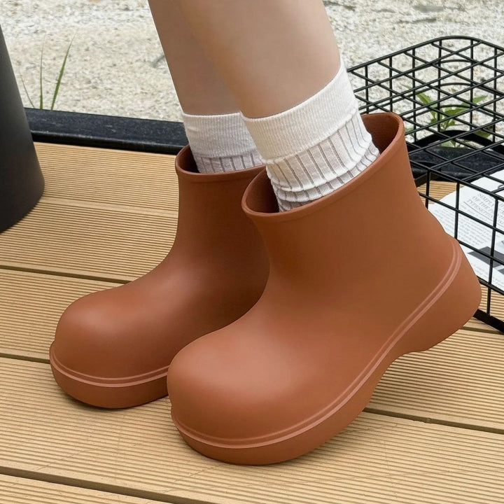 Women's Minimalist EVA Waterproof Ankle Rain Boots - Brown