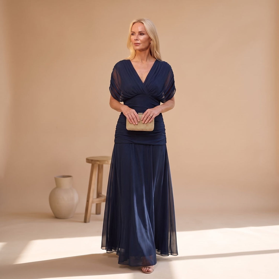 Women's Off-Shoulder Floral Maxi Formal Elegant Dress - Blue