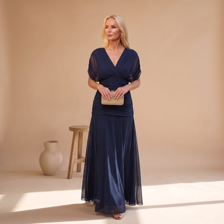 Women's Off-Shoulder Floral Maxi Formal Elegant Dress - Blue
