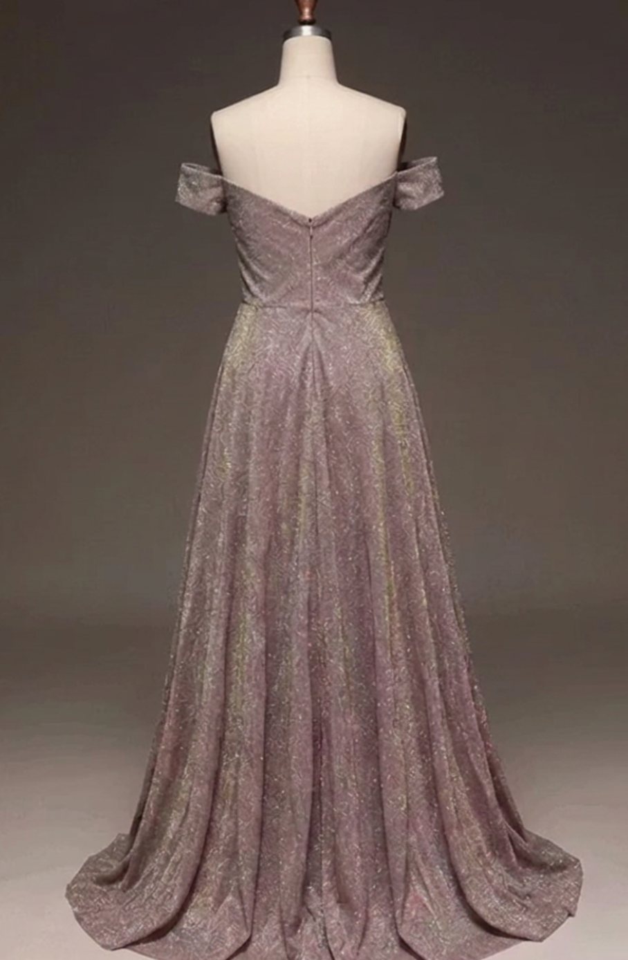 Women's Off-Shoulder Glitter Sequin Dress A-Line Wedding Guest Gown