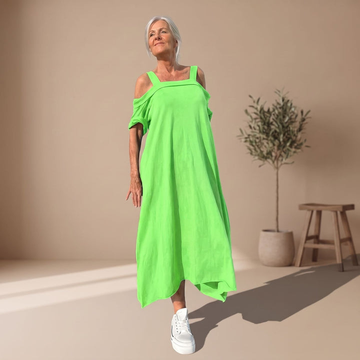 Women's Off-the-Shoulder Relaxed-Fit Cotton Blend Maxi Dress - Green