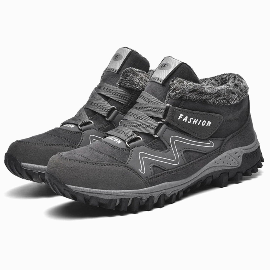 Women's Orthopedic Ankle Boots Faux Fur Lug Sole Winter Sneakers - Gray