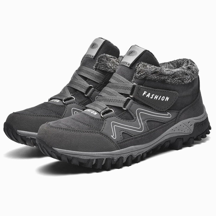Women's Orthopedic Ankle Boots Faux Fur Lug Sole Winter Sneakers - Gray