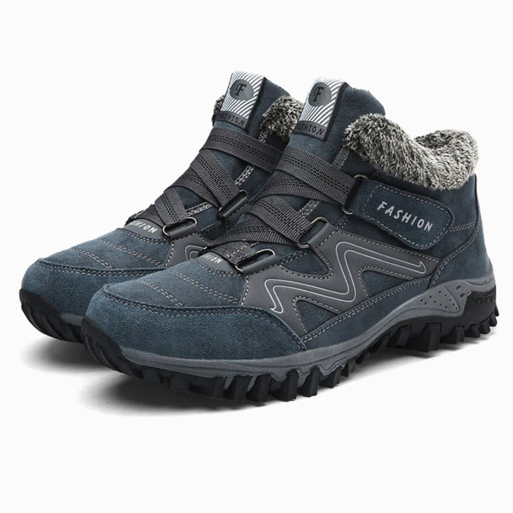 Women's Orthopedic Ankle Boots Faux Fur Lug Sole Winter Sneakers - Blue