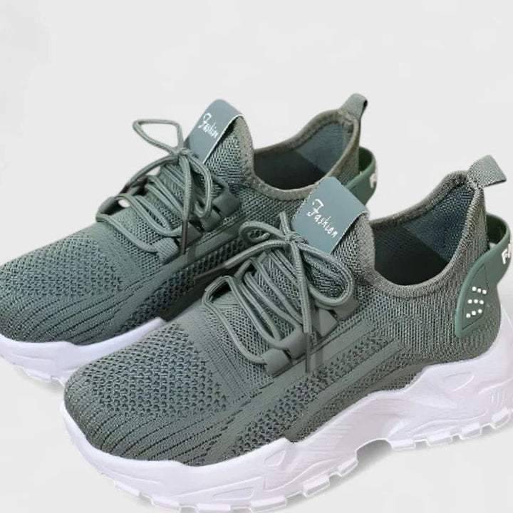 Women's Orthopedic Arch-Support Lace-Up Fashion Sneakers - Green
