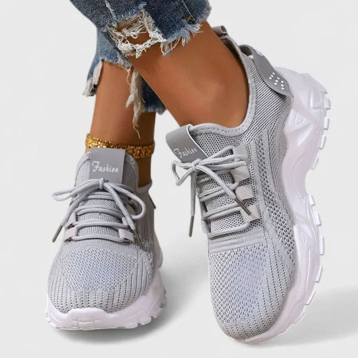 Women's Orthopedic Arch-Support Lace-Up Fashion Sneakers - Gray