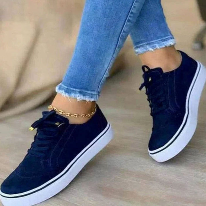 Women's Orthopedic Brogue Lace-Up Platform Sneakers - Blue