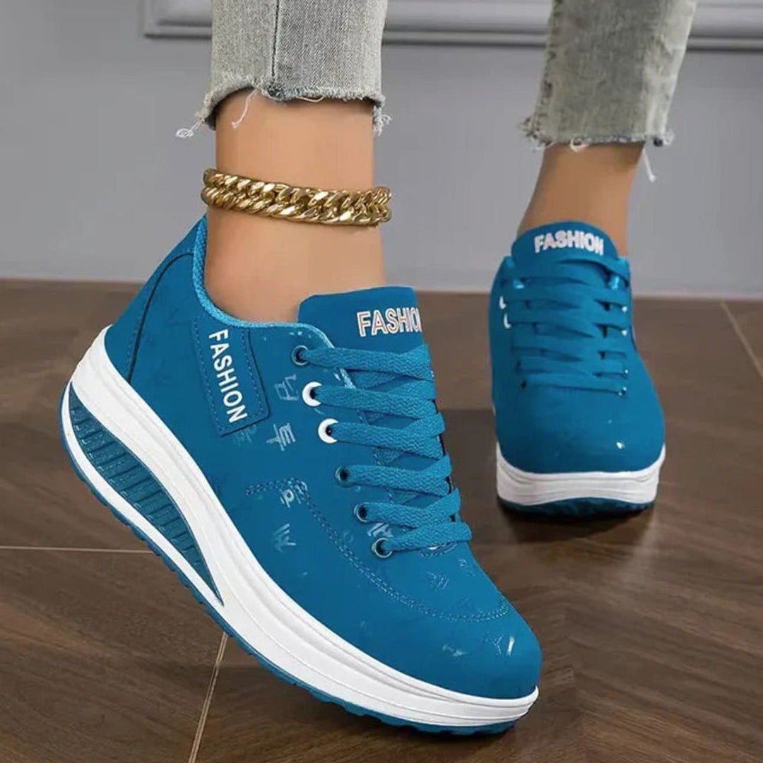 Women's Orthopedic Lace-Up Platform Sneakers Arch Support - Blue