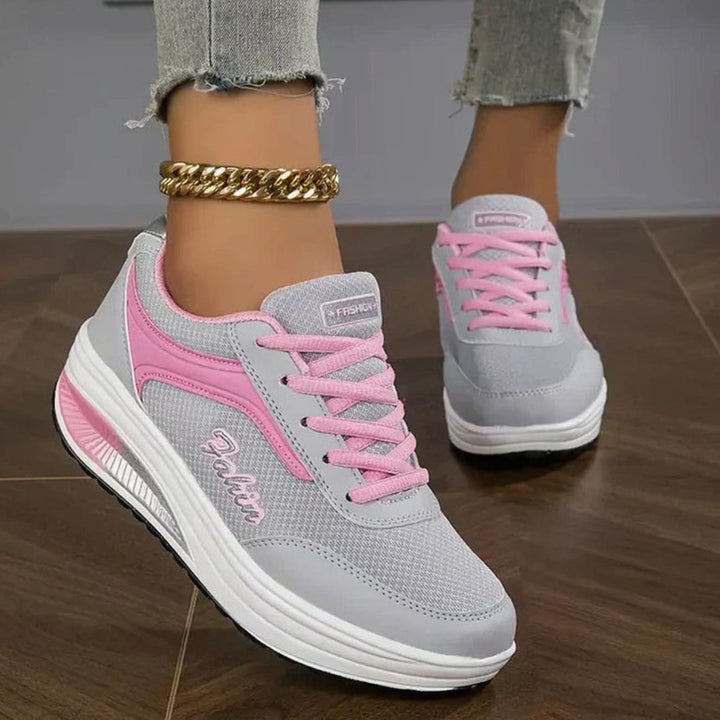 Women's Orthopedic Lace-Up Platform Sneakers Arch Support - Pink