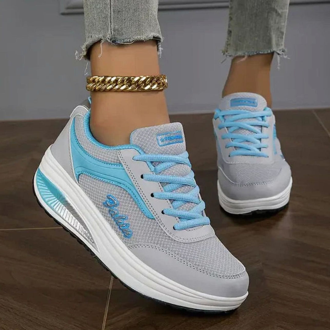 Women's Orthopedic Lace-Up Platform Sneakers Arch Support - Light Blue