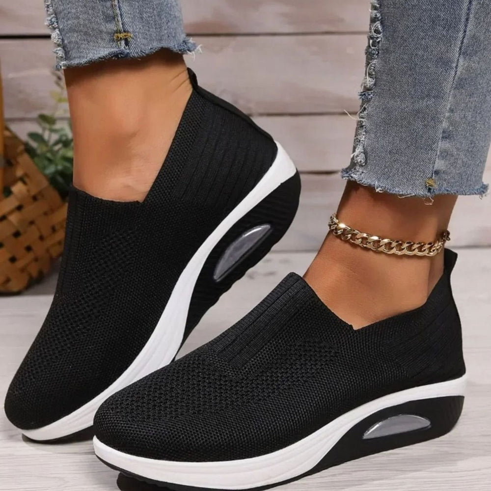 Women's Orthopedic Slip-On Knit Sneakers Arch Support - Black