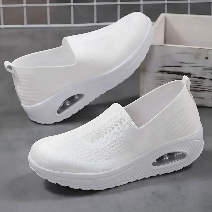 Women's Orthopedic Slip-On Knit Sneakers Arch Support - White