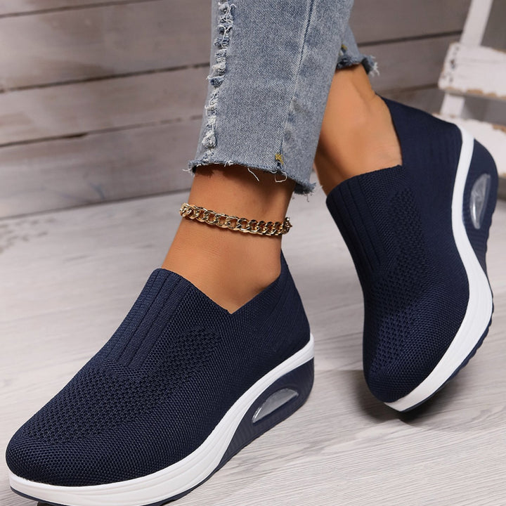 Women's Orthopedic Slip-On Knit Sneakers Arch Support - Dark Blue