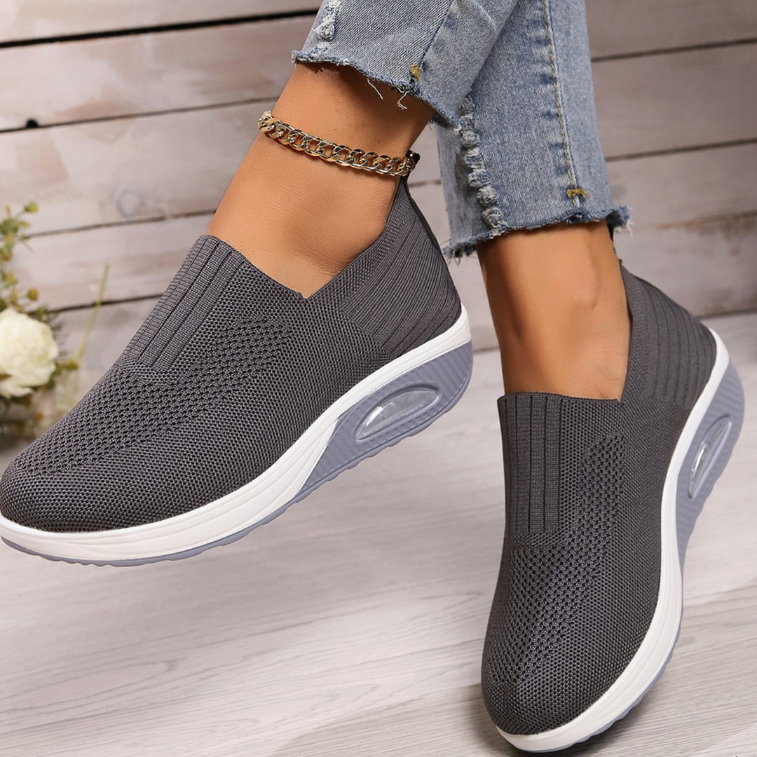 Women's Orthopedic Slip-On Knit Sneakers Arch Support - Gray