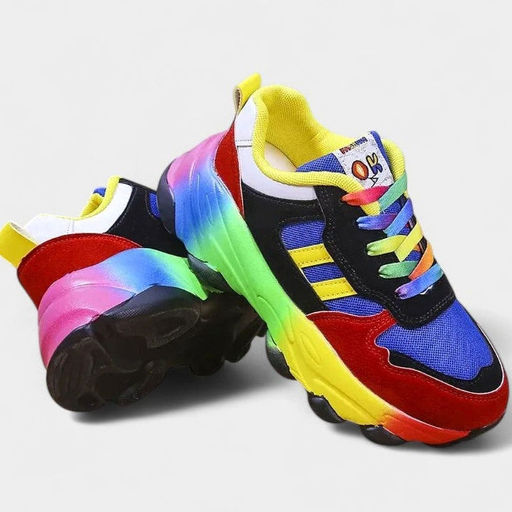 Women's Orthopedic Sneakers Rainbow Sole Lace-Up Chunky Shoes
