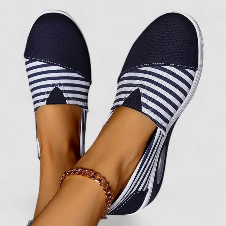 Women's Orthopedic Striped Slip-On Platform Sneakers - Blue