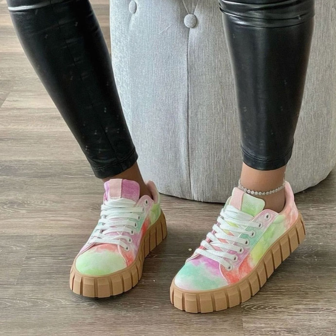Women's Orthopedic Tie-Dye Platform Lace-Up Sneakers