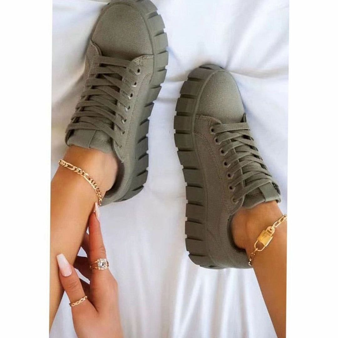 Women's Orthopedic Tie-Dye Platform Lace-Up Sneakers - Green