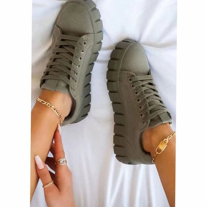 Women's Orthopedic Tie-Dye Platform Lace-Up Sneakers - Green