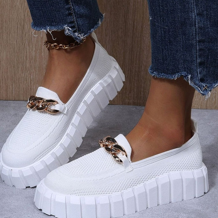 Women's Orthopedic Tie-Dye Platform Lace-Up Sneakers - White