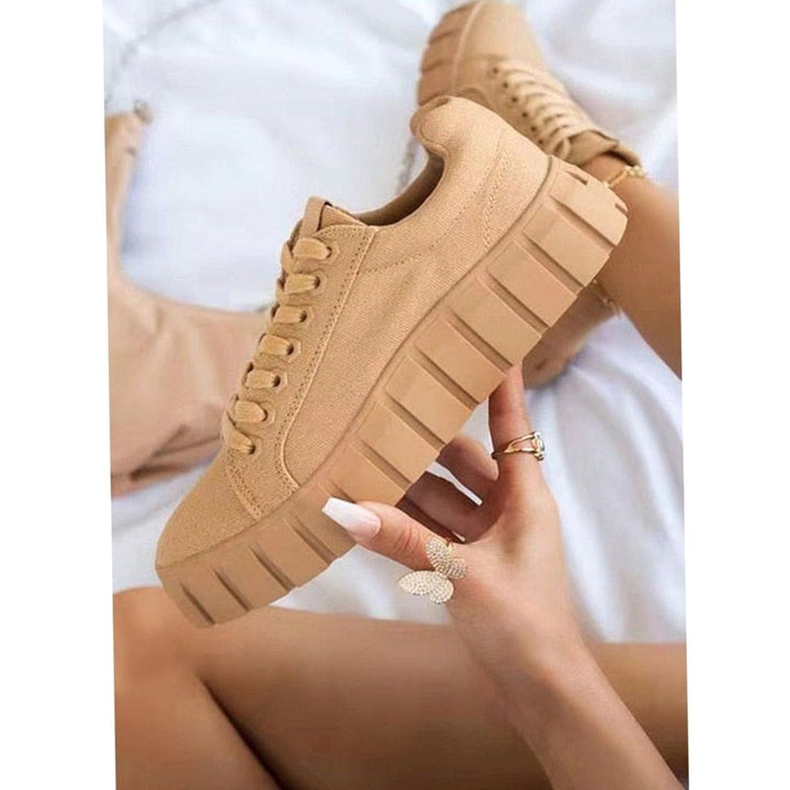 Women's Orthopedic Tie-Dye Platform Lace-Up Sneakers - Khaki