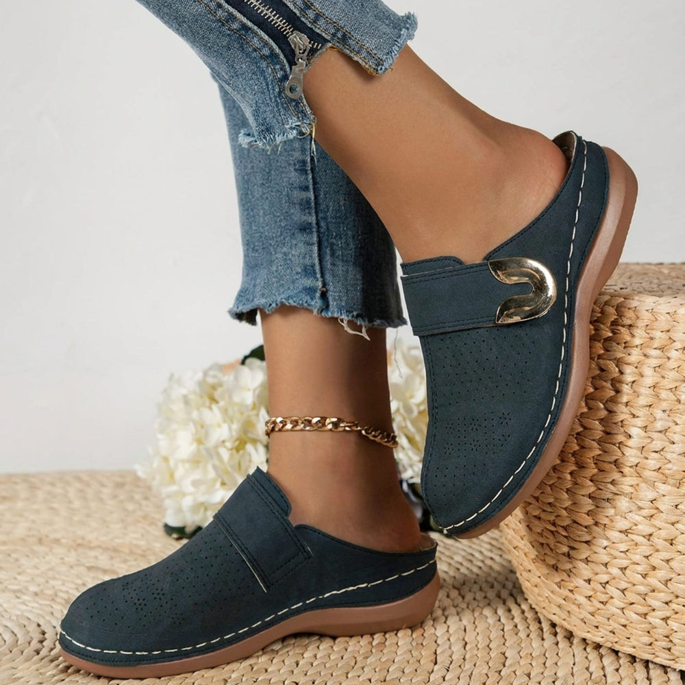 Women's Orthopedic Velcro Slip-On Mule Clogs - Blue