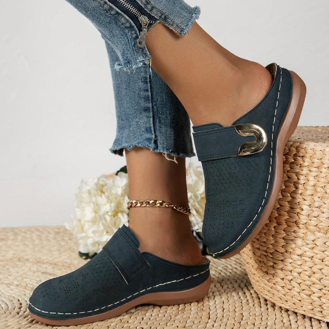 Women's Orthopedic Velcro Slip-On Mule Clogs - Blue