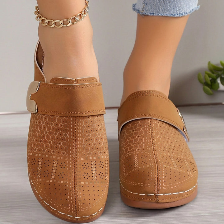 Women's Orthopedic Velcro Slip-On Mule Clogs - Dark Brown