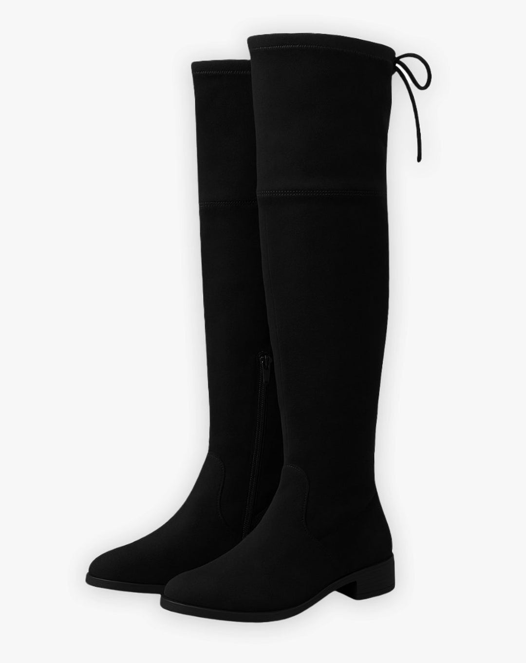 Women's Over-the-Knee Flat Suede Riding Boots Side Zip - Black