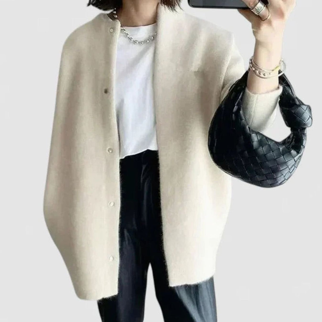 Women's Oversized Button-Front Knit Cardigan Sweater, Taupe